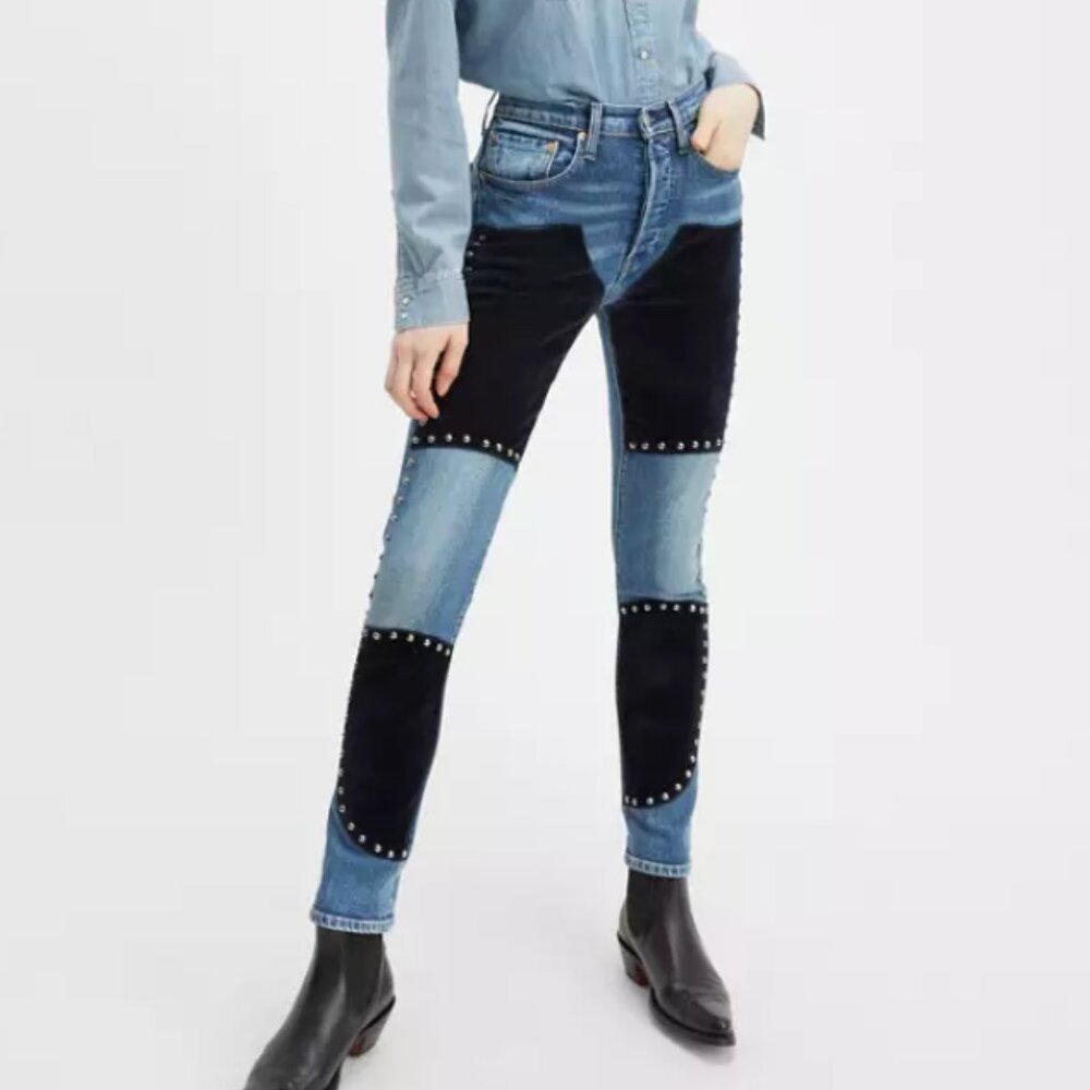 Levi’s X Free People 501 Studded Skinny Jeans Night Rider 27 X 30 - SAMPLE